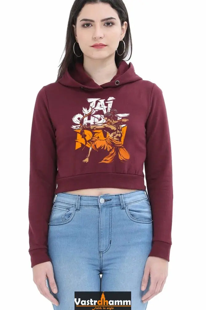 Ram Ji Dharma Protector Crop Hoodies for Women Vastrdhamm