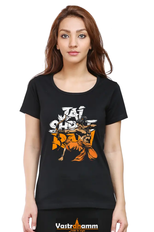 Ram Ji Dharma Protector Round Neck Half Sleeve Classic T-Shirts for Women Vastrdhamm