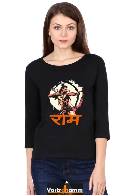 Ram Ji Divine Grace Round Neck Full Sleeve T-Shirts for Women Vastrdhamm