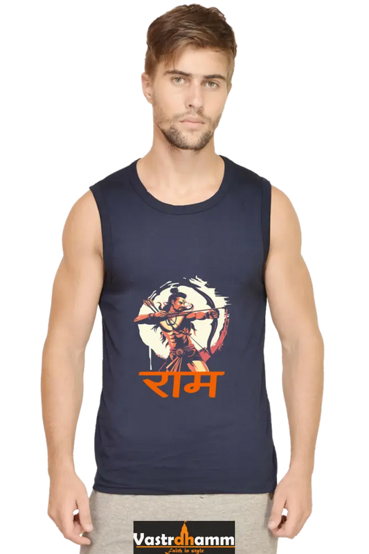 Ram Ji Divine Grace Round Neck Sleeveless T-Shirts  for Men Vastrdhamm
