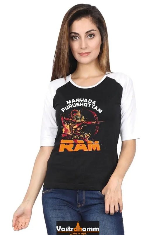 Ram Ji Divine Protector Raglan Full Sleeve T-Shirts for Women Vastrdhamm