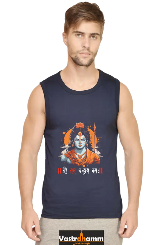 Ram Ji Divine Warrior Round Neck Sleeveless T-Shirts  for Men Vastrdhamm