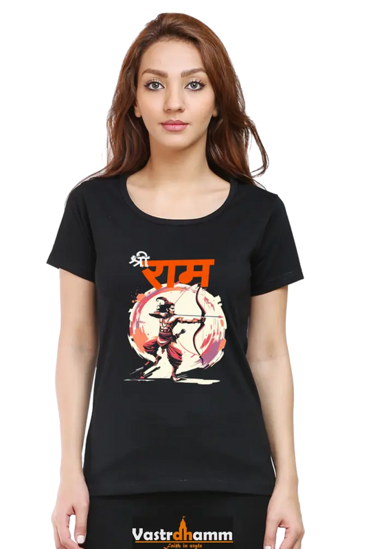 Ram Ji Eternal Dharma Round Neck Half Sleeve Classic T-Shirts for Women Vastrdhamm