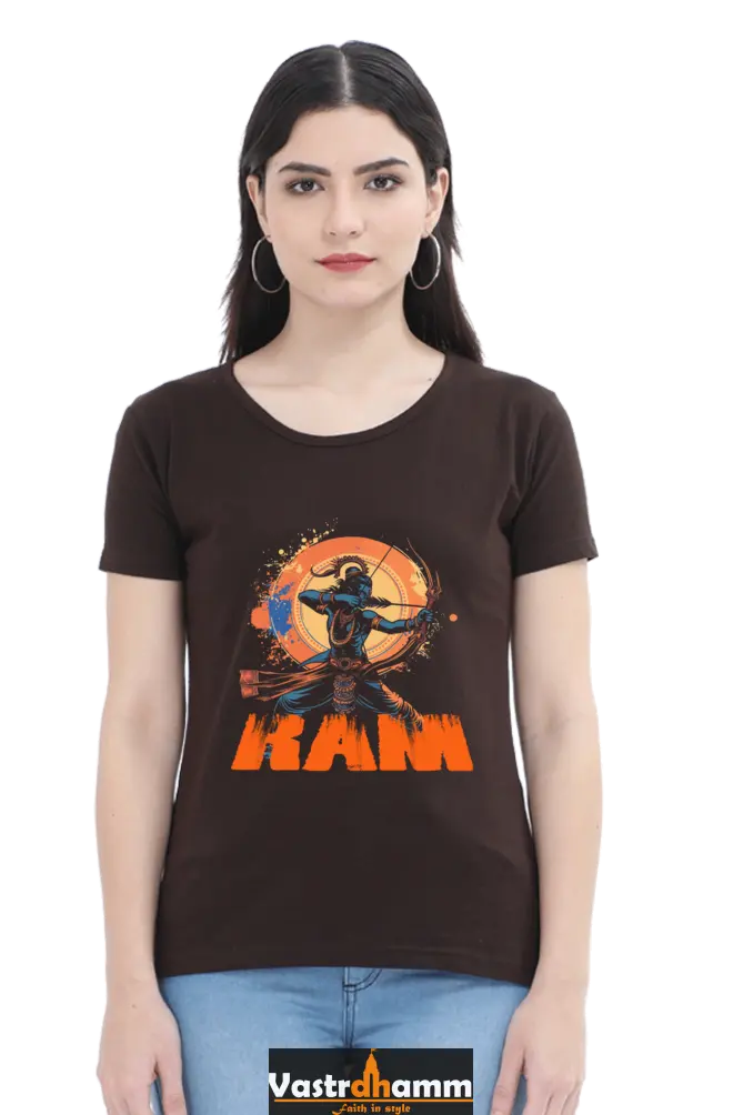 Ram Ji Maryada Purushottam Round Neck Half Sleeve Classic T-Shirts for Women Vastrdhamm