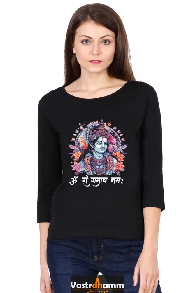 Ram Ji Righteous Path Round Neck Full Sleeve T-Shirts for Women Vastrdhamm