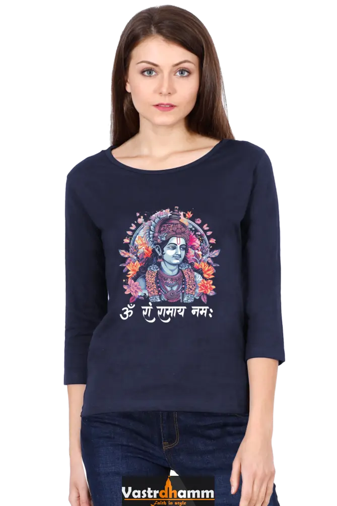 Ram Ji Righteous Path Round Neck Full Sleeve T-Shirts for Women Vastrdhamm