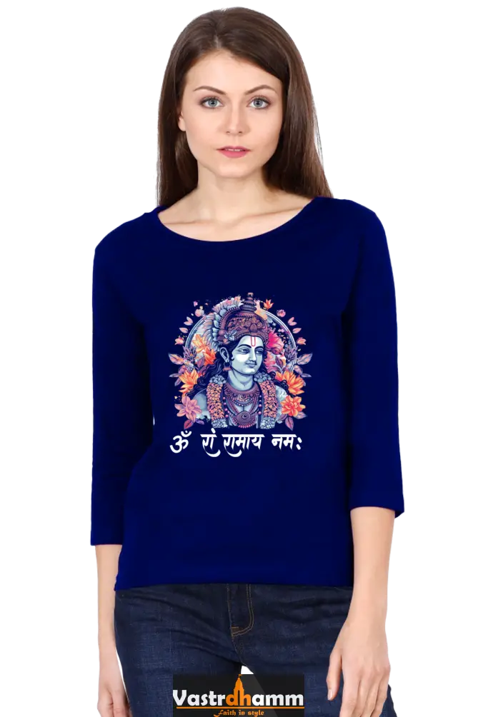 Ram Ji Righteous Path Round Neck Full Sleeve T-Shirts for Women Vastrdhamm