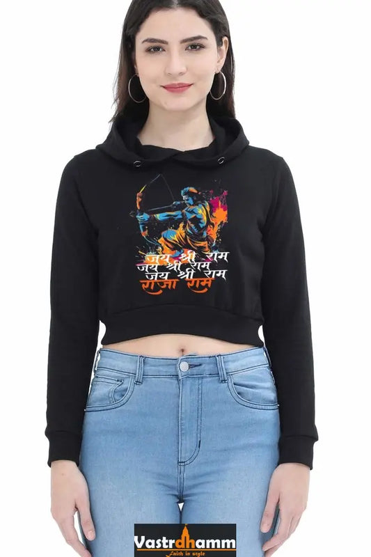 Ram Ji Sita Ram Crop Hoodies for Women Vastrdhamm