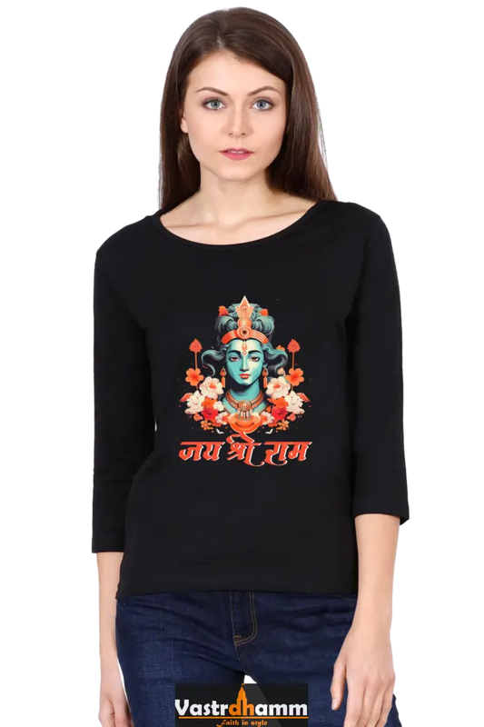 Ram Ji Vanvasi Round Neck Full Sleeve T-Shirts for Women Vastrdhamm