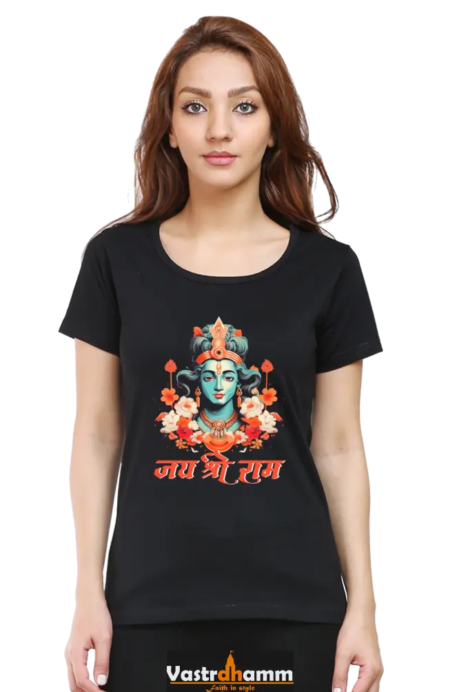 Ram Ji Vanvasi Round Neck Half Sleeve Classic T-Shirts for Women Vastrdhamm