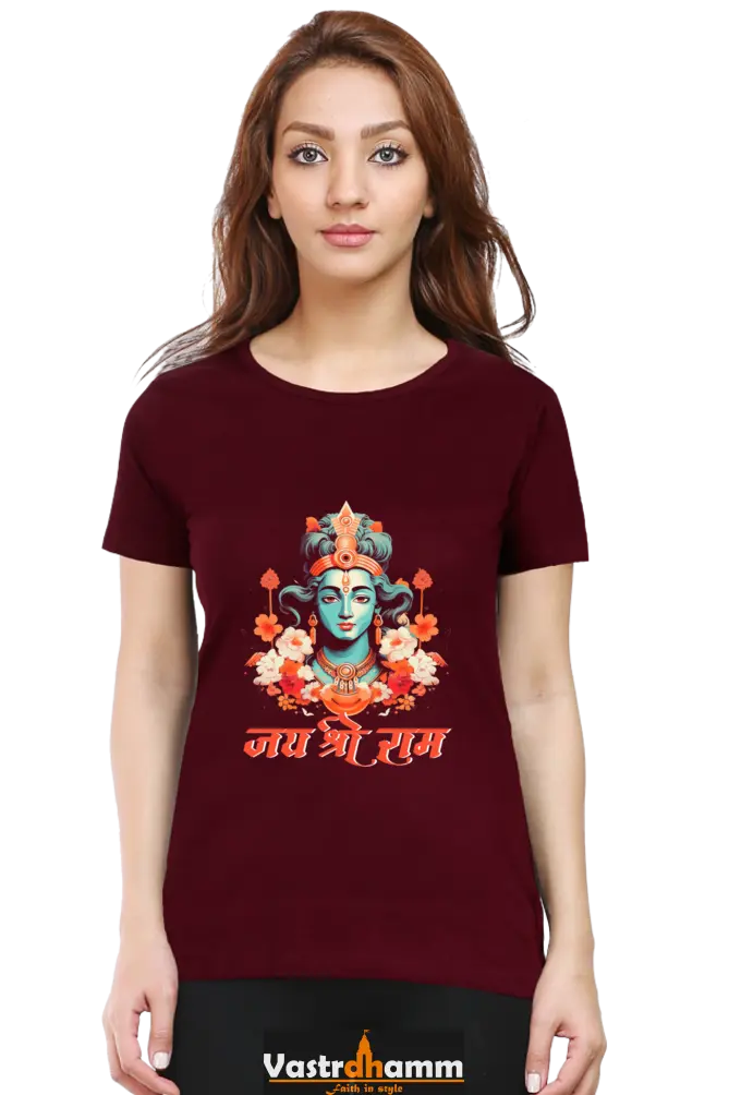 Ram Ji Vanvasi Round Neck Half Sleeve Classic T-Shirts for Women Vastrdhamm