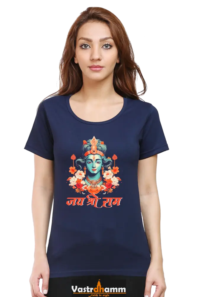 Ram Ji Vanvasi Round Neck Half Sleeve Classic T-Shirts for Women Vastrdhamm