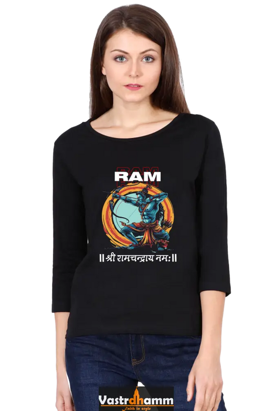 Ram Ji Victory Round Neck Full Sleeve T-Shirts for Women Vastrdhamm