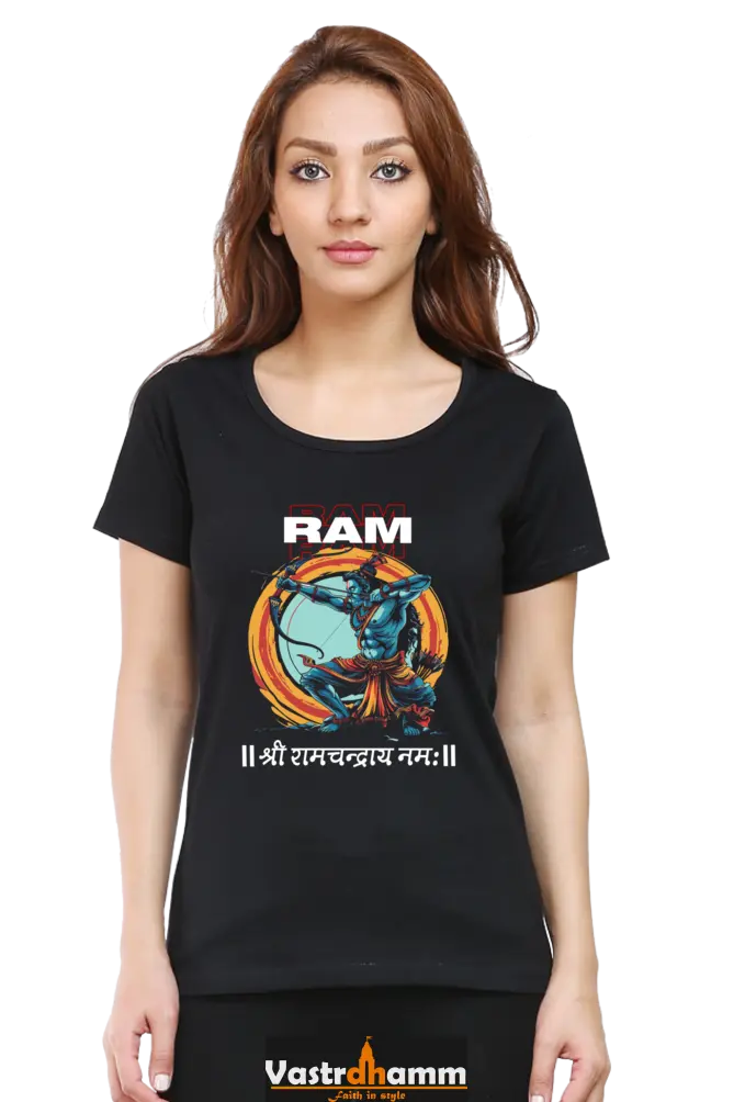 Ram Ji Victory Round Neck Half Sleeve Classic T-Shirts for Women Vastrdhamm