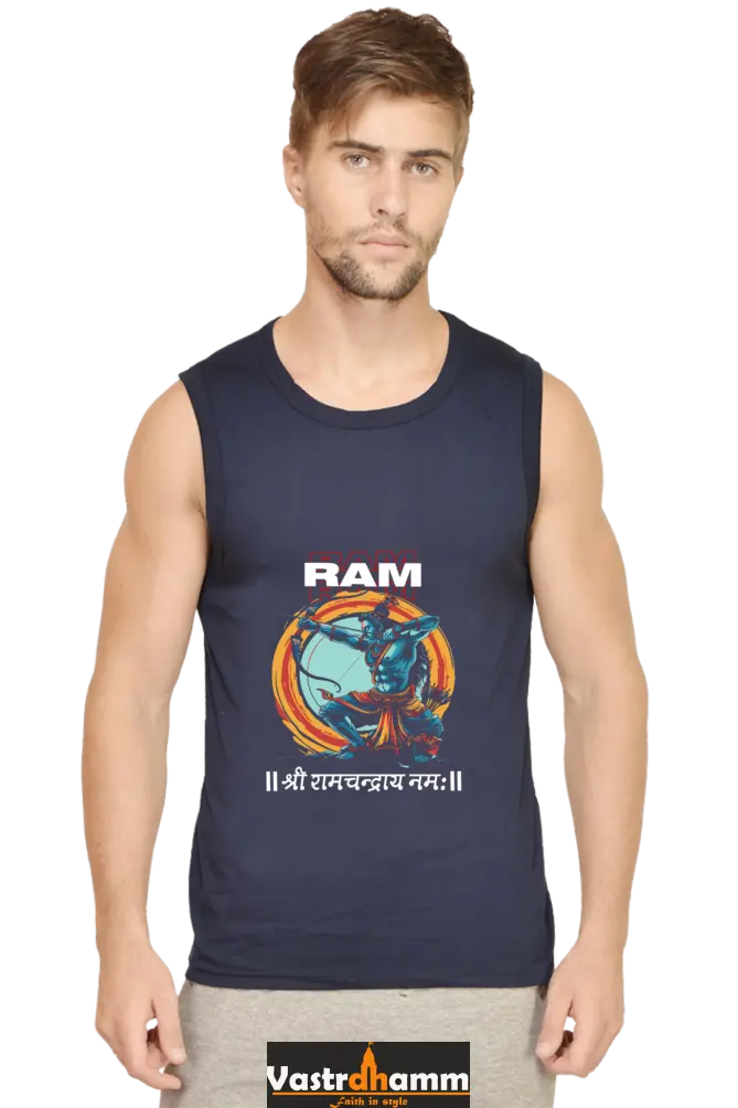 Ram Ji Victory Round Neck Sleeveless T-Shirts  for Men Vastrdhamm