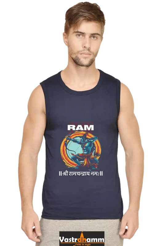 Ram Ji Victory Round Neck Sleeveless T-Shirts  for Men Vastrdhamm