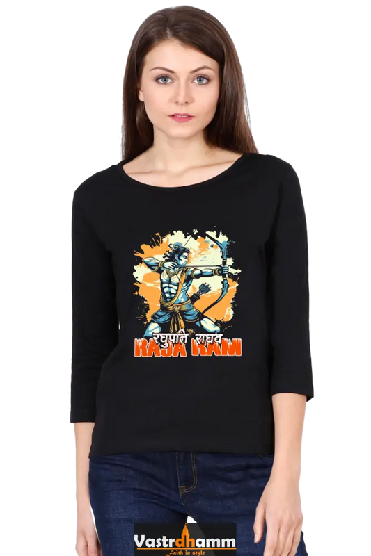 Ram Ji Warrior Spirit Round Neck Full Sleeve T-Shirts for Women Vastrdhamm