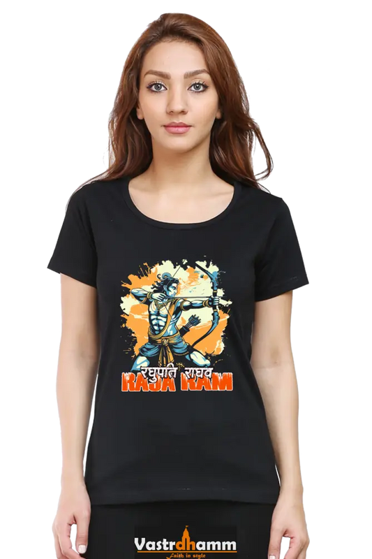 Ram Ji Warrior Spirit Round Neck Half Sleeve Classic T-Shirts for Women Vastrdhamm