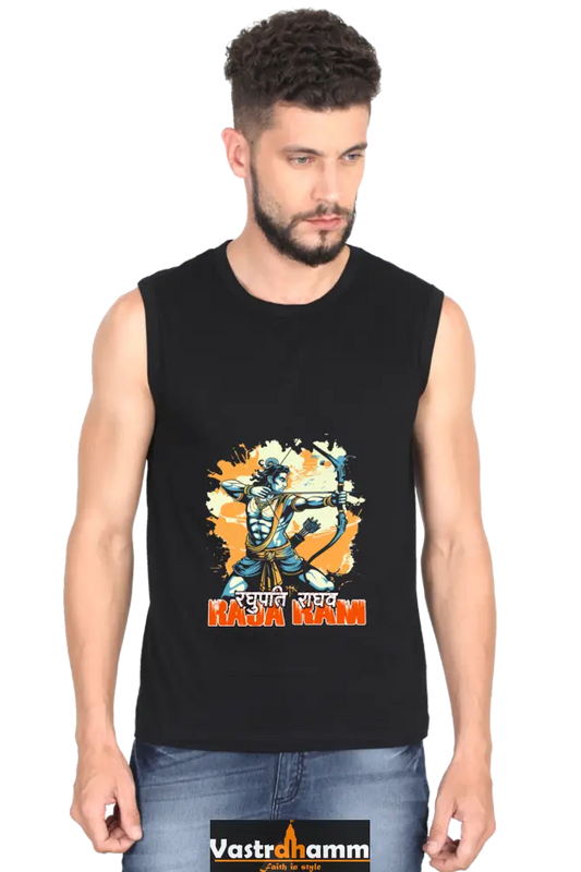 Ram Ji Warrior Spirit Round Neck Sleeveless T-Shirts  for Men Vastrdhamm