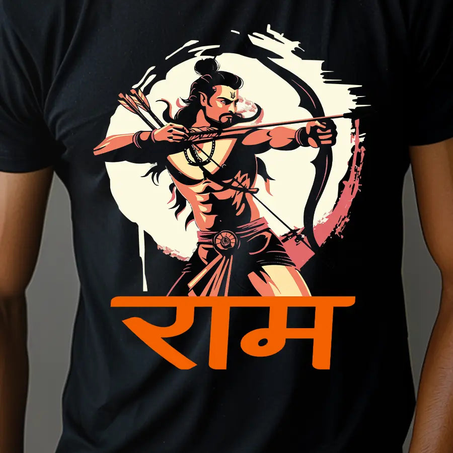 Fierce Lord Ram with Bow in Anger T-Shirt | Regular Fit Vastrdhamm