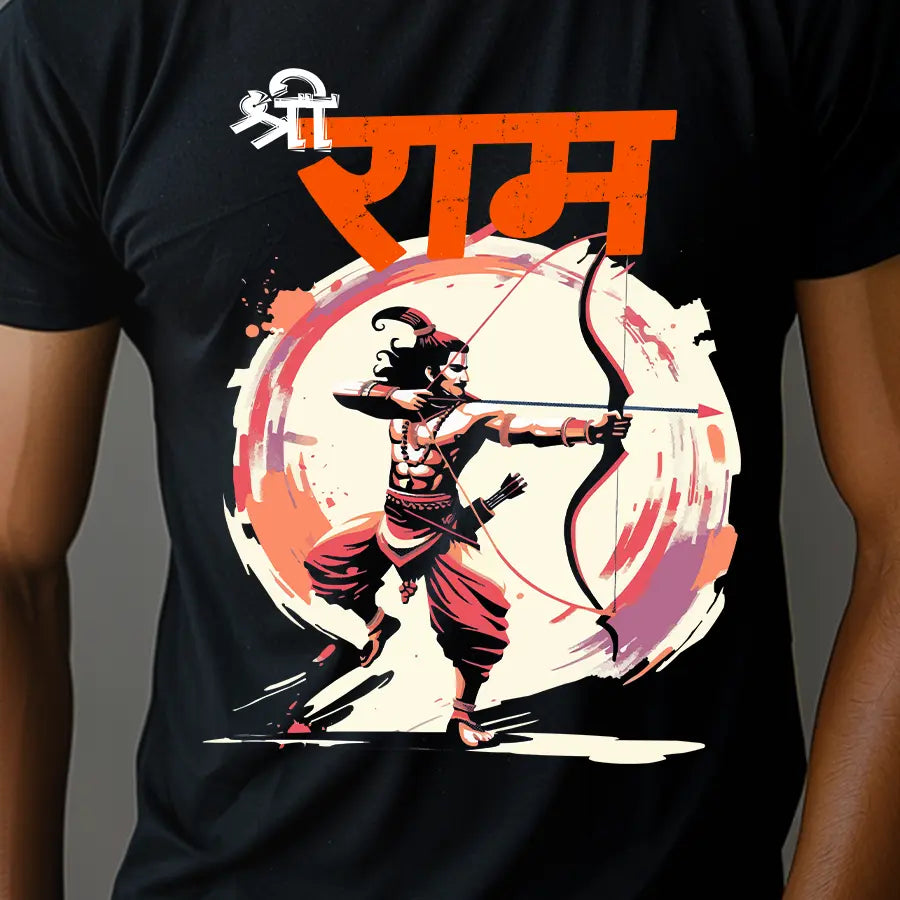 Shree Ram in Fierce Rudra Form with Bow T-Shirt | Regular Fit Vastrdhamm