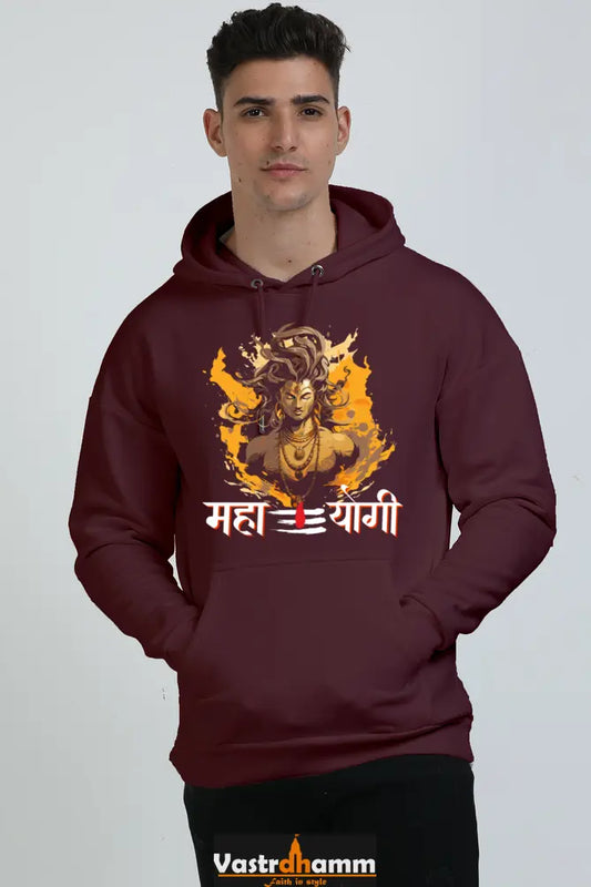 Shiv Ji Divine Power Oversized Hooded Sweatshirt T-Shirts  for Men Vastrdhamm