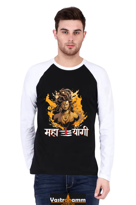 Shiv Ji Divine Power Raglan Full Sleeve T-Shirts for Men Vastrdhamm