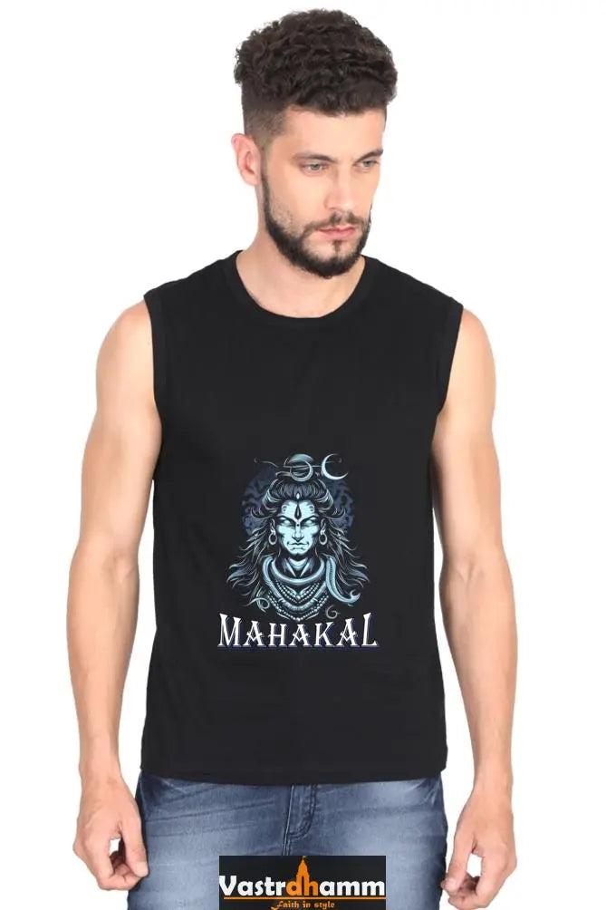 Shiv Ji Eternal Round Neck Sleeveless T-Shirts  for Men Vastrdhamm