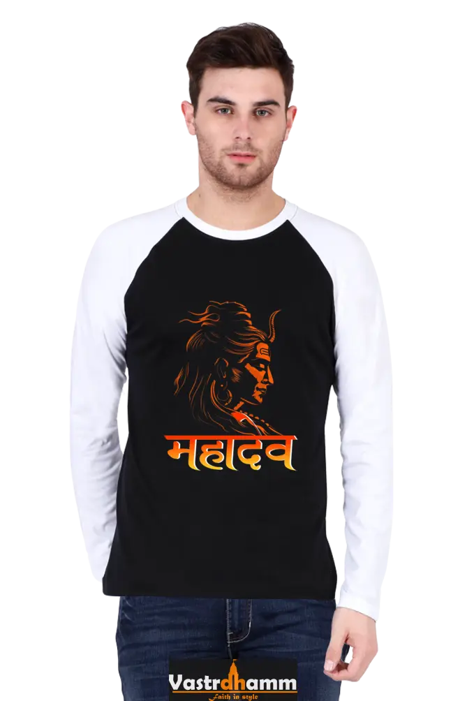 Shiv Ji Mahadev Raglan Full Sleeve T-Shirts for Men Vastrdhamm