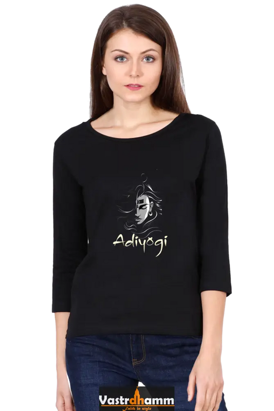 Shiv Ji Nataraja Round Neck Full Sleeve T-Shirts for Women Vastrdhamm