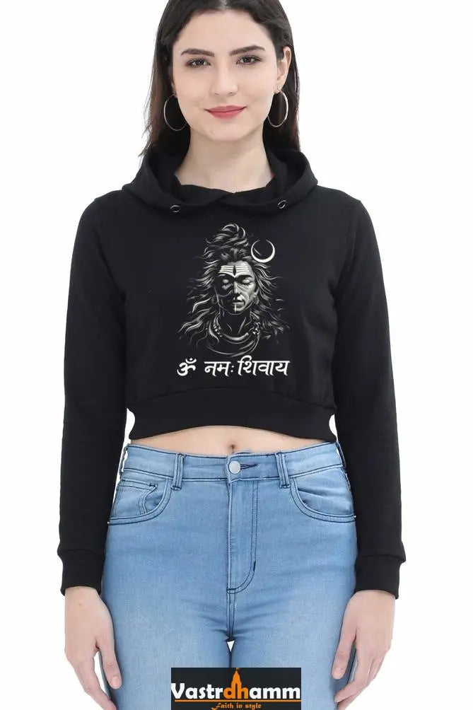 Shiv Ji Om Namah Shivaya Crop Hoodies for Women Vastrdhamm