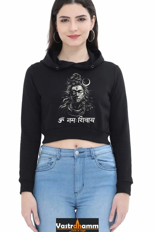 Shiv Ji Om Namah Shivaya Crop Hoodies for Women Vastrdhamm