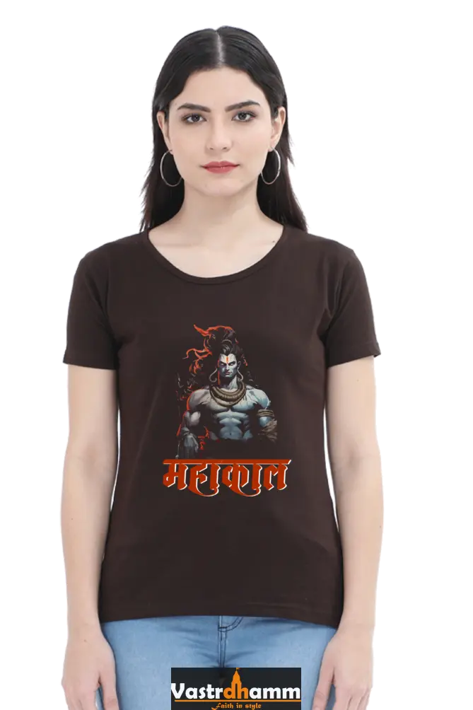 Shiv Ji Shankar Round Neck Half Sleeve Classic T-Shirts for Women Vastrdhamm