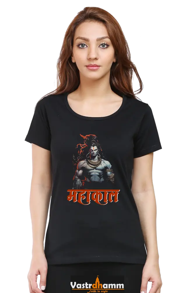 Shiv Ji Shankar Round Neck Half Sleeve Classic T-Shirts for Women Vastrdhamm