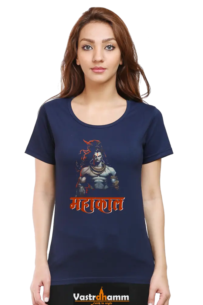 Shiv Ji Shankar Round Neck Half Sleeve Classic T-Shirts for Women Vastrdhamm