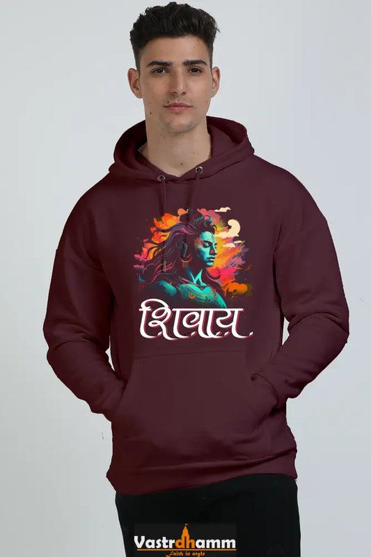 Shiv Ji Trishul Power Oversized Hooded Sweatshirt T-Shirts  for Men Vastrdhamm