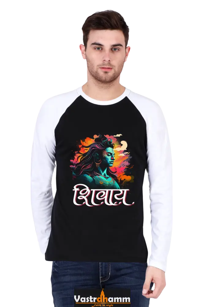 Shiv Ji Trishul Power Raglan Full Sleeve T-Shirts for Men Vastrdhamm