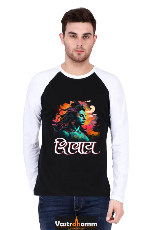 Shiv Ji Trishul Power Raglan Full Sleeve T-Shirts for Men Vastrdhamm