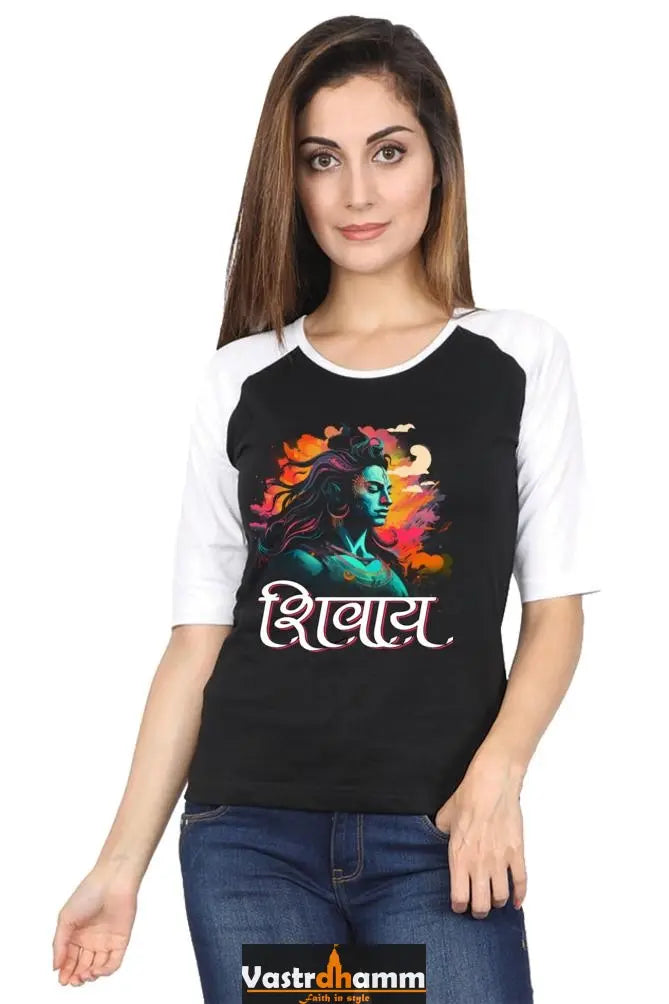 Shiv Ji Trishul Power Raglan Full Sleeve T-Shirts for Women Vastrdhamm