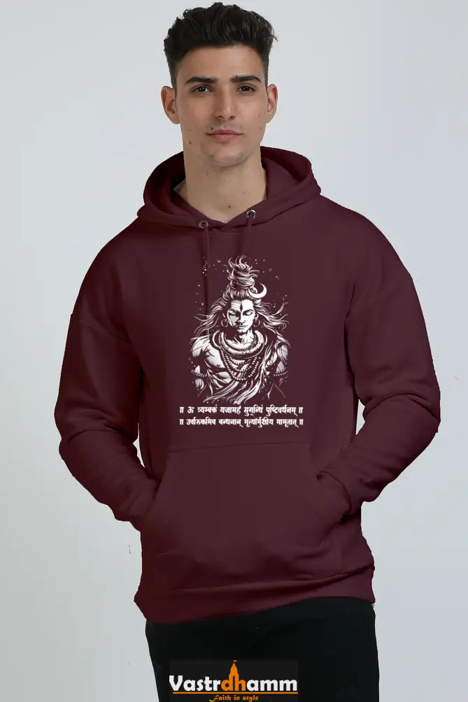 Shiv Ji Warrior Spirit Oversized Hooded Sweatshirt T-Shirts  for Men Vastrdhamm