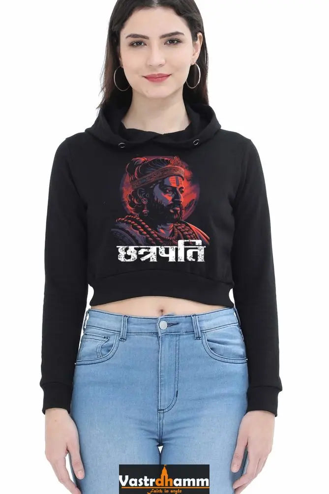 Shivaji Maharaj Courage Crop Hoodies for Women Vastrdhamm