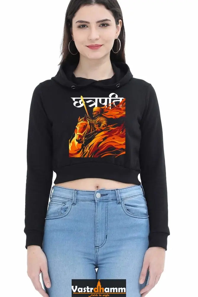 Shivaji Maharaj Valor Crop Hoodies for Women Vastrdhamm