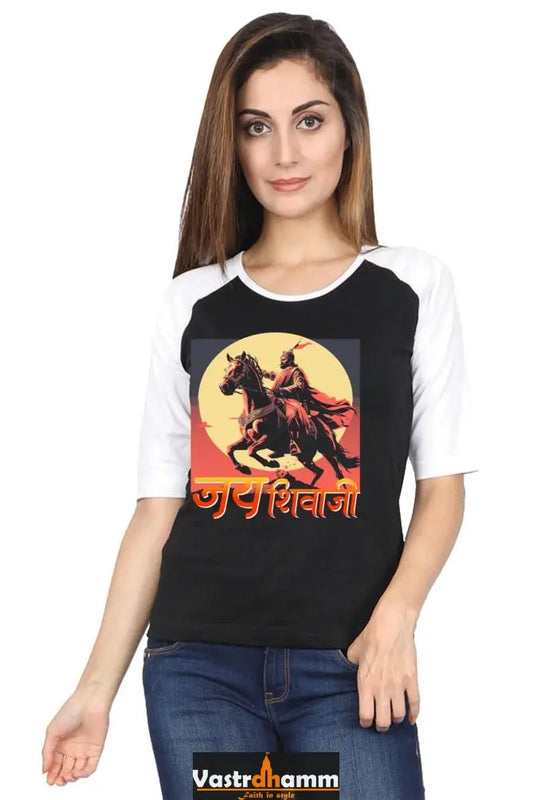 Shivaji Maharaj Valor Raglan Full Sleeve T-Shirts for Women Vastrdhamm