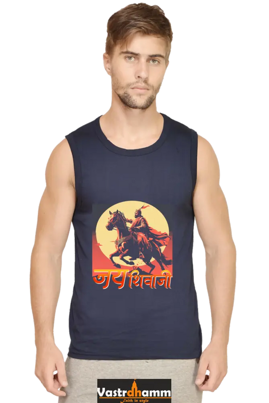 Shivaji Maharaj Valor Round Neck Sleeveless T-Shirts for Men Vastrdhamm