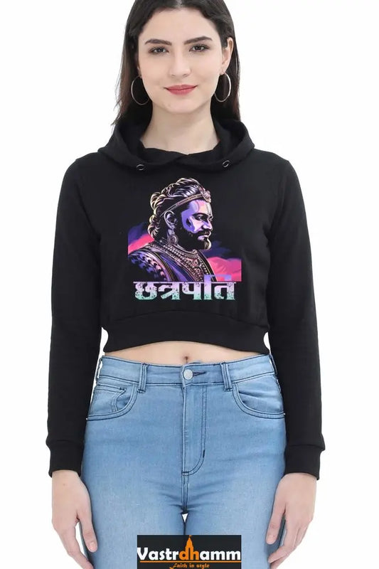 Shivaji Maharaj Warrior Spirit Crop Hoodies for Women Vastrdhamm