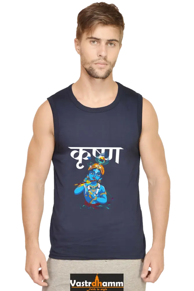 Shree Krishan Bala Leela Round Neck Sleeveless T-Shirts  for Men Vastrdhamm