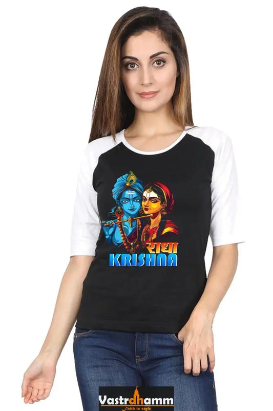 Shree Krishan Divine Love Raglan Full Sleeve T-Shirts for Women Vastrdhamm