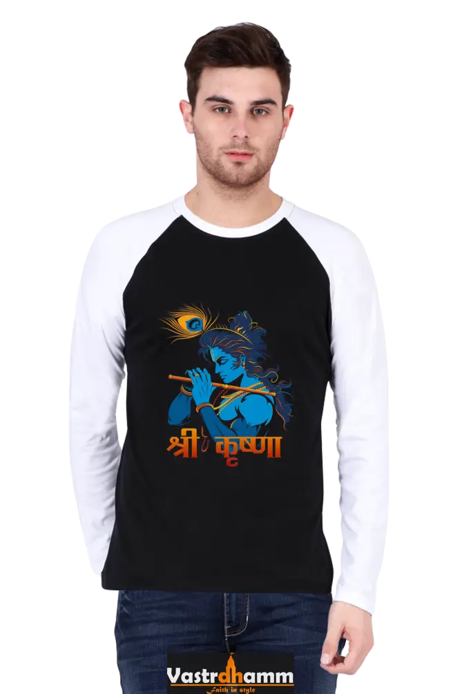 Shree Krishan Divine Protector Raglan Full Sleeve T-Shirts for Men Vastrdhamm