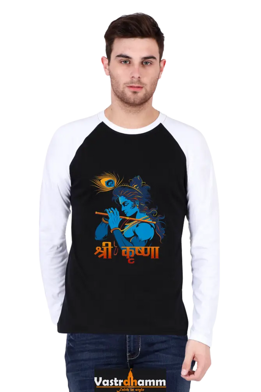 Shree Krishan Divine Protector Raglan Full Sleeve T-Shirts for Men Vastrdhamm