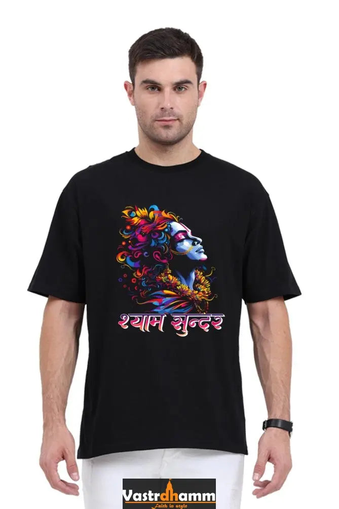 Shree Krishan Flute Melody Oversized Classic T-Shirts  for Men Vastrdhamm